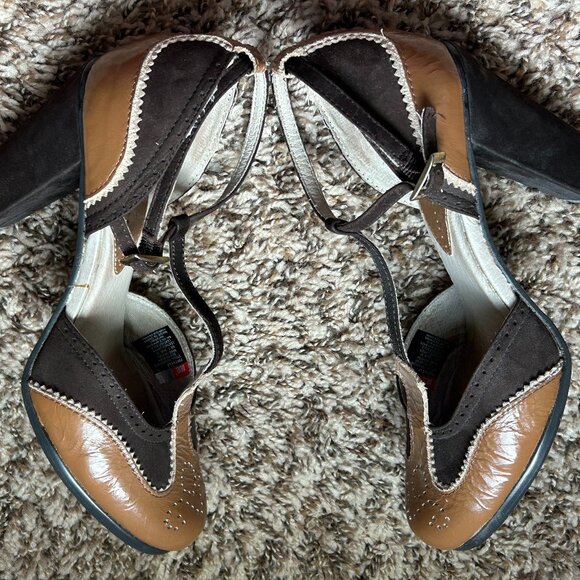 Diesel Neveau 3 3/4" Heels Pumps Size 7 Genuine Leather & Suede Brown Tan Cream - Picture 9 of 13